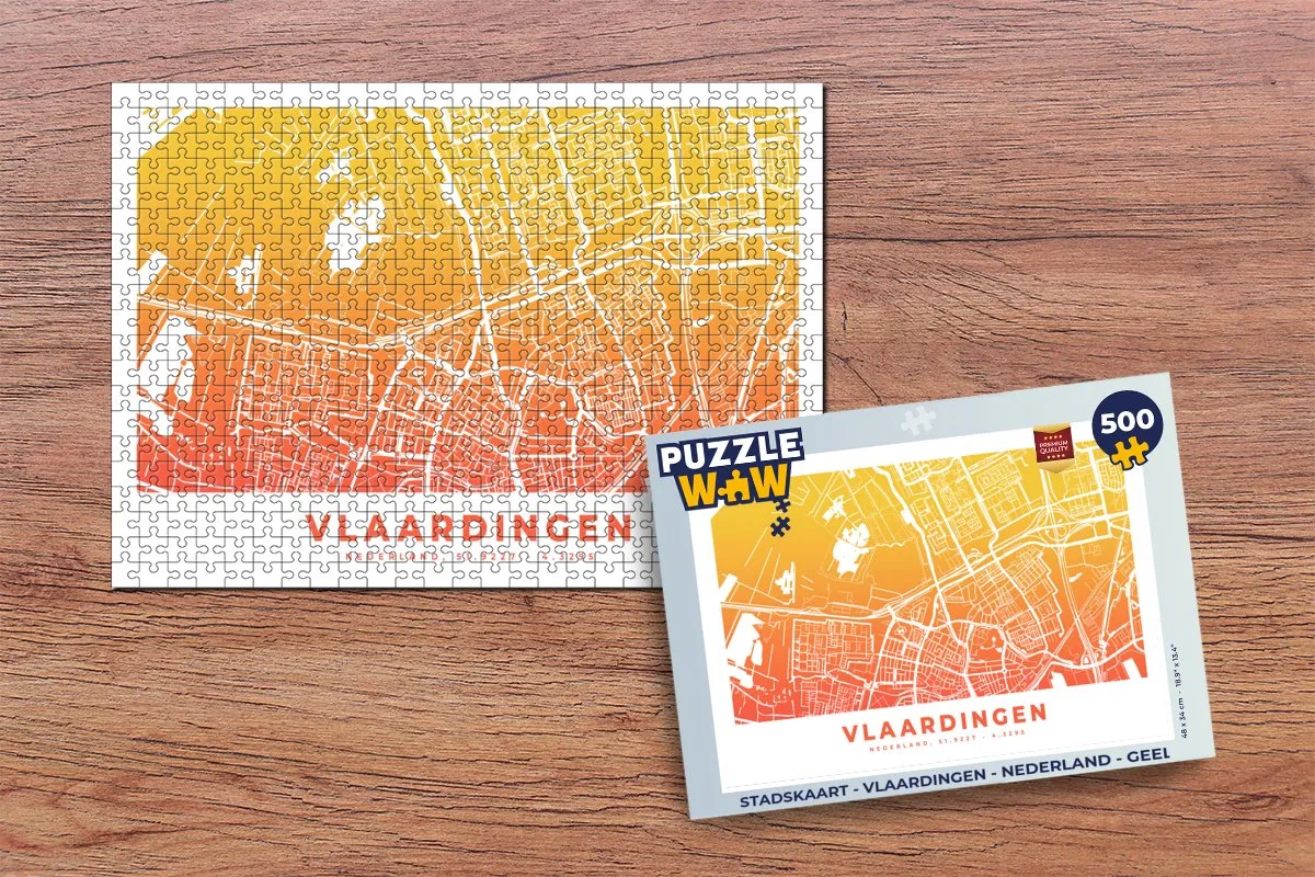 PuzzleWow Stadskaart Vlaardingen Legpuzzel 500 Stuks - Multicolor
