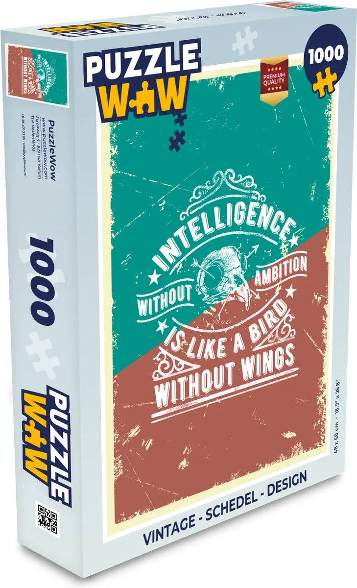 PuzzleWow Vintage Schedel Legpuzzel 1000 Stuks - Multicolor