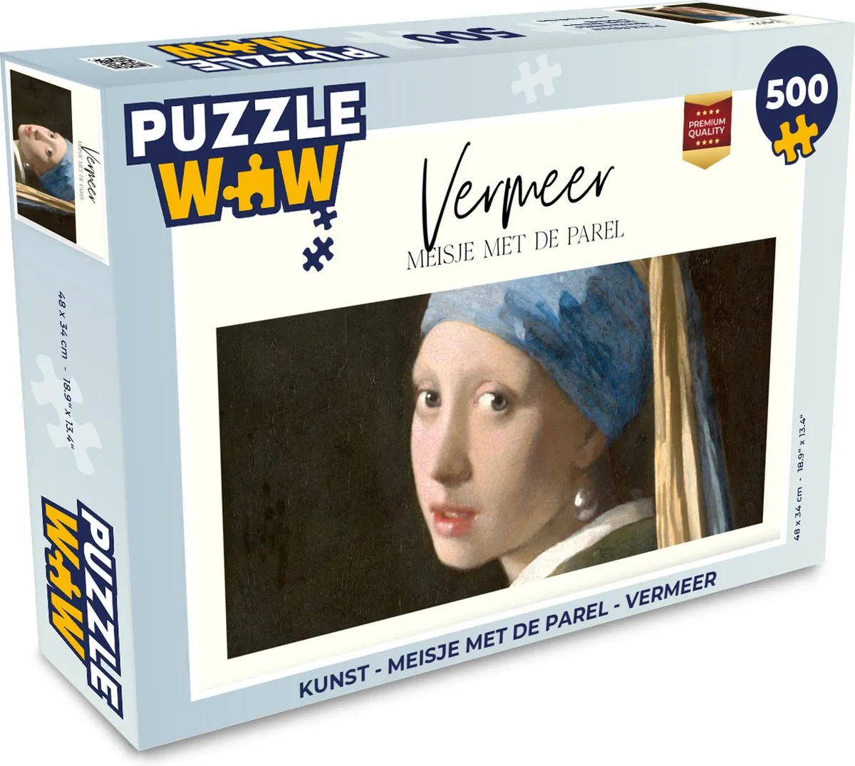 PuzzleWow Vermeer Meisje met de parel Legpuzzel 500 Stuks
