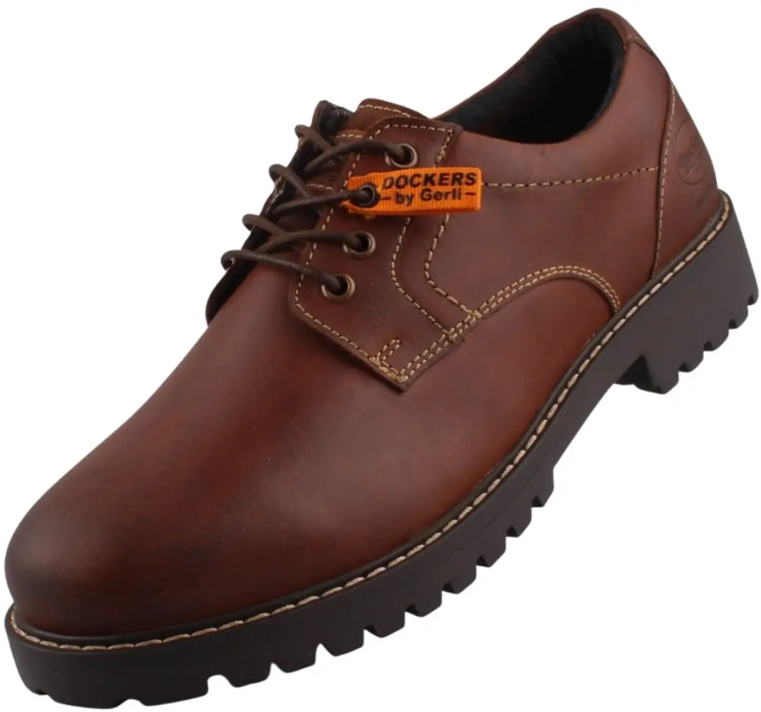 Dockers by Gerli heren lage leren schoenen bruin