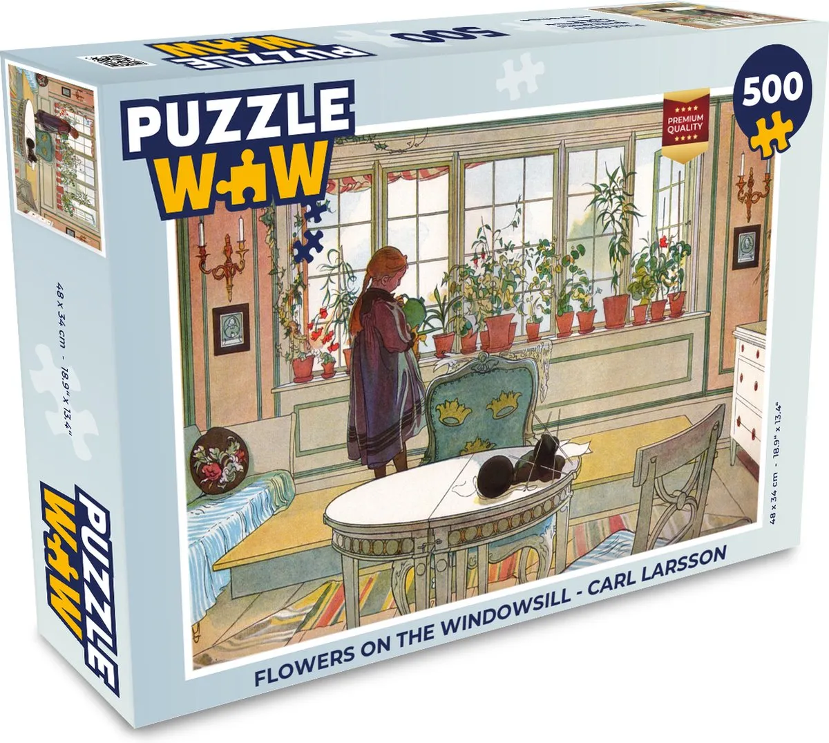 PuzzleWow Legpuzzel Carl Larsson Flowers on the windowsill 500 Stuks - Multicolor