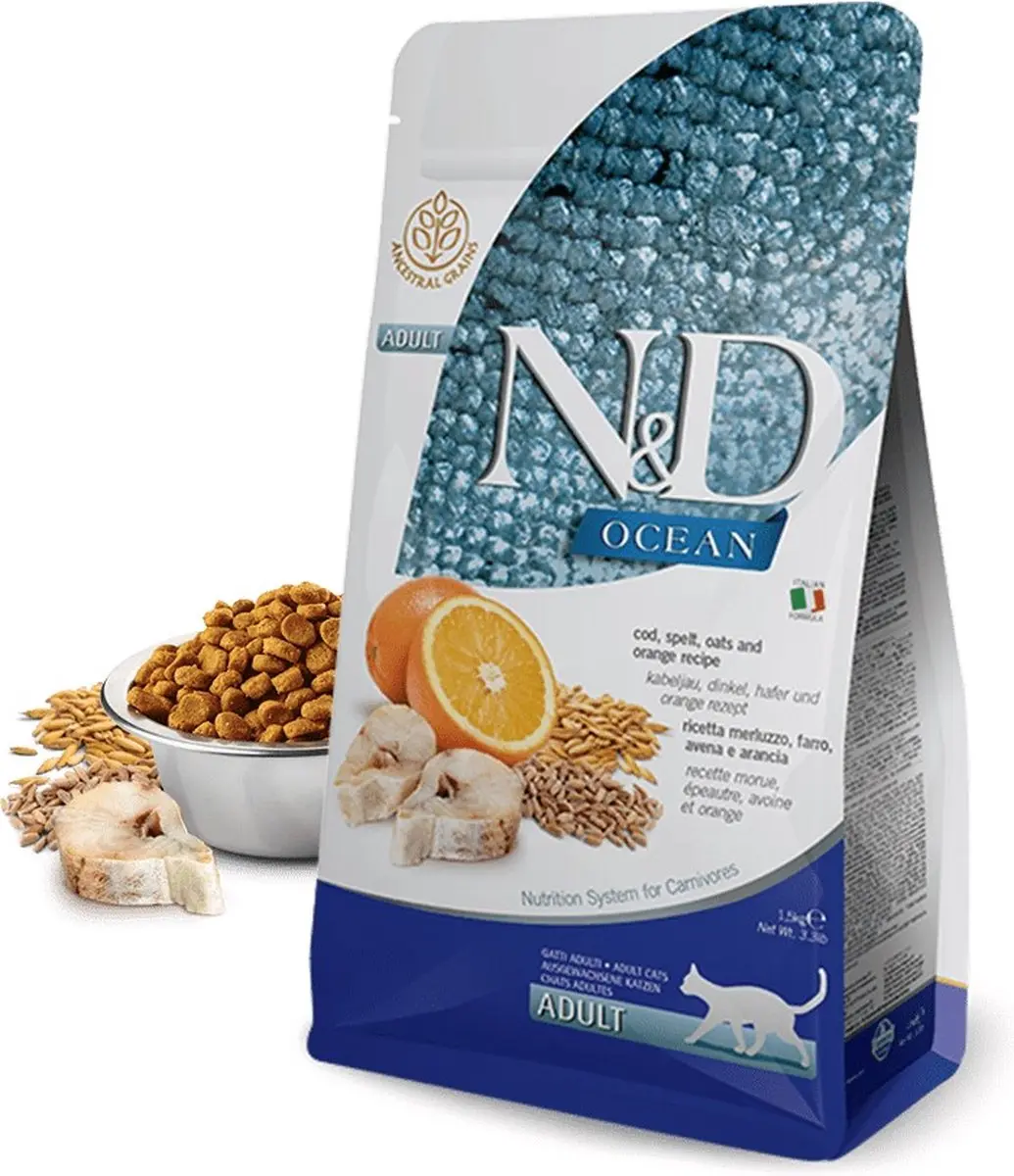 Farmina N&D Ocean Volwassen Kattenvoer Kabeljauw 1,5 kg
