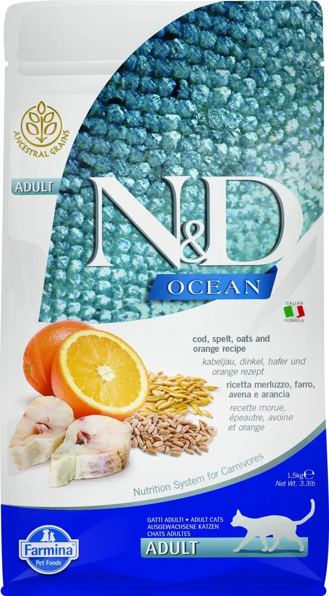 Farmina N&D Ocean Volwassen Kattenvoer Kabeljauw 1,5 kg