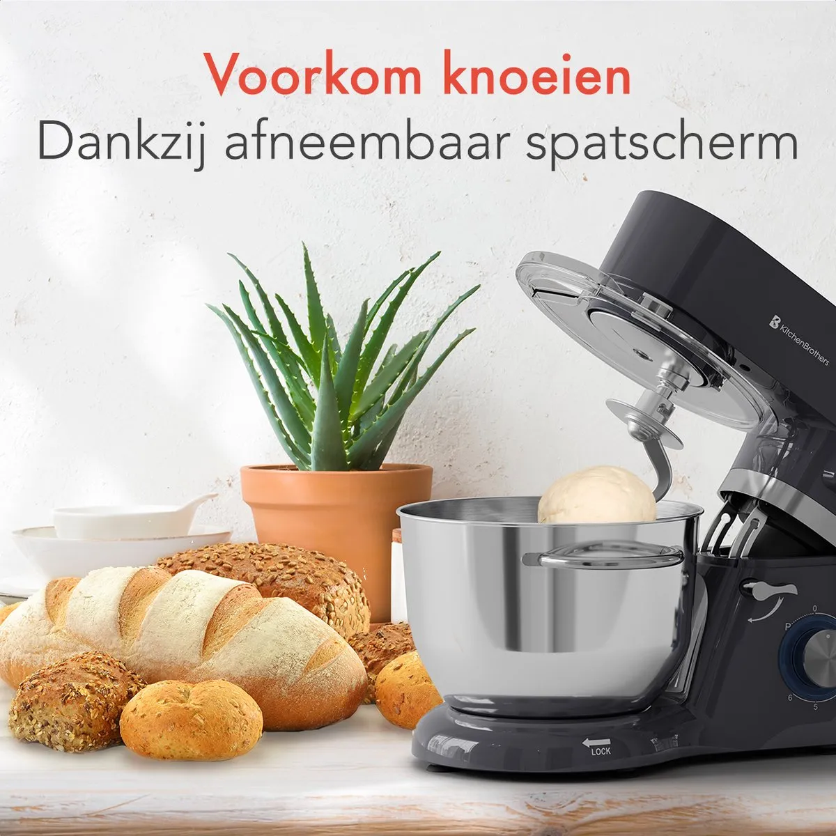 KitchenBrothers Keukenrobot 1400W - Antraciet