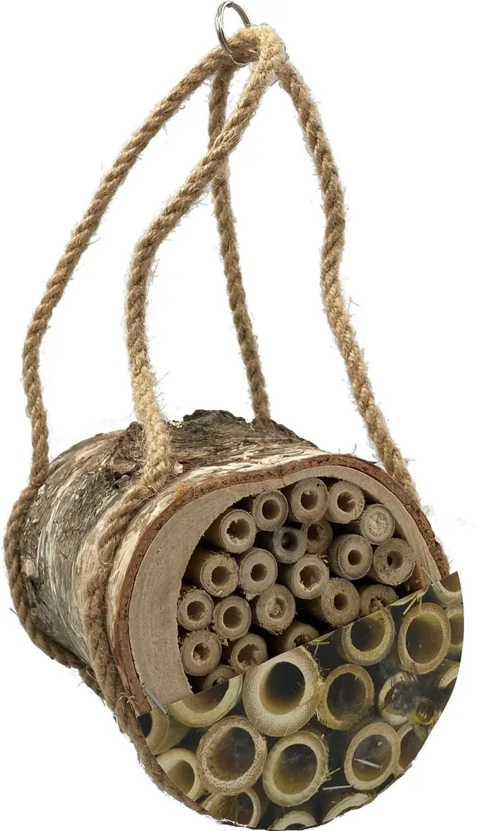 GARDEN SPIRIT Bijenhotel berk hangend bamboe 16 x Ø13 cm Insectenhotel