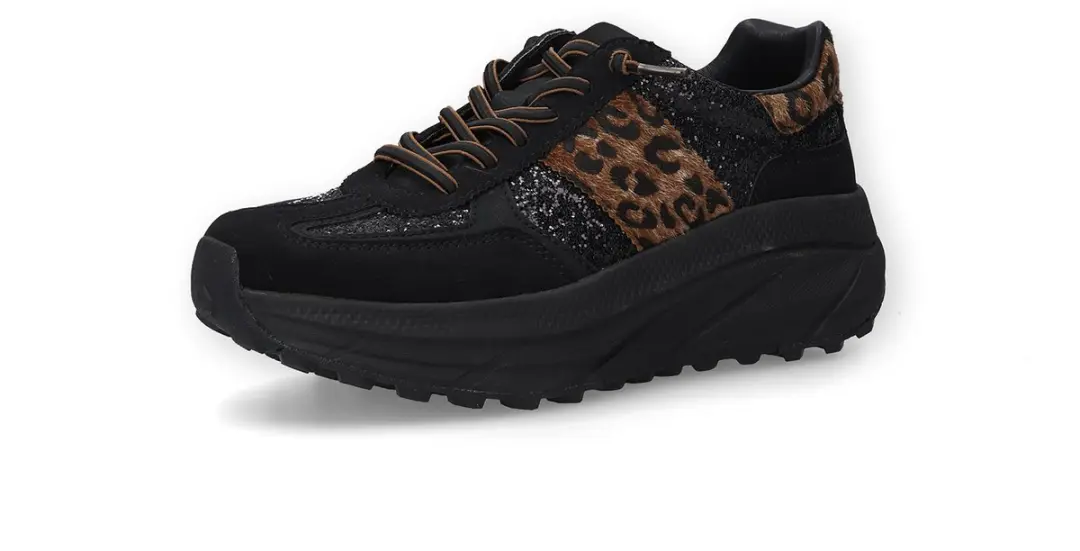 Dockers by Gerli Dames Animal Sneakers Low Black Brown
