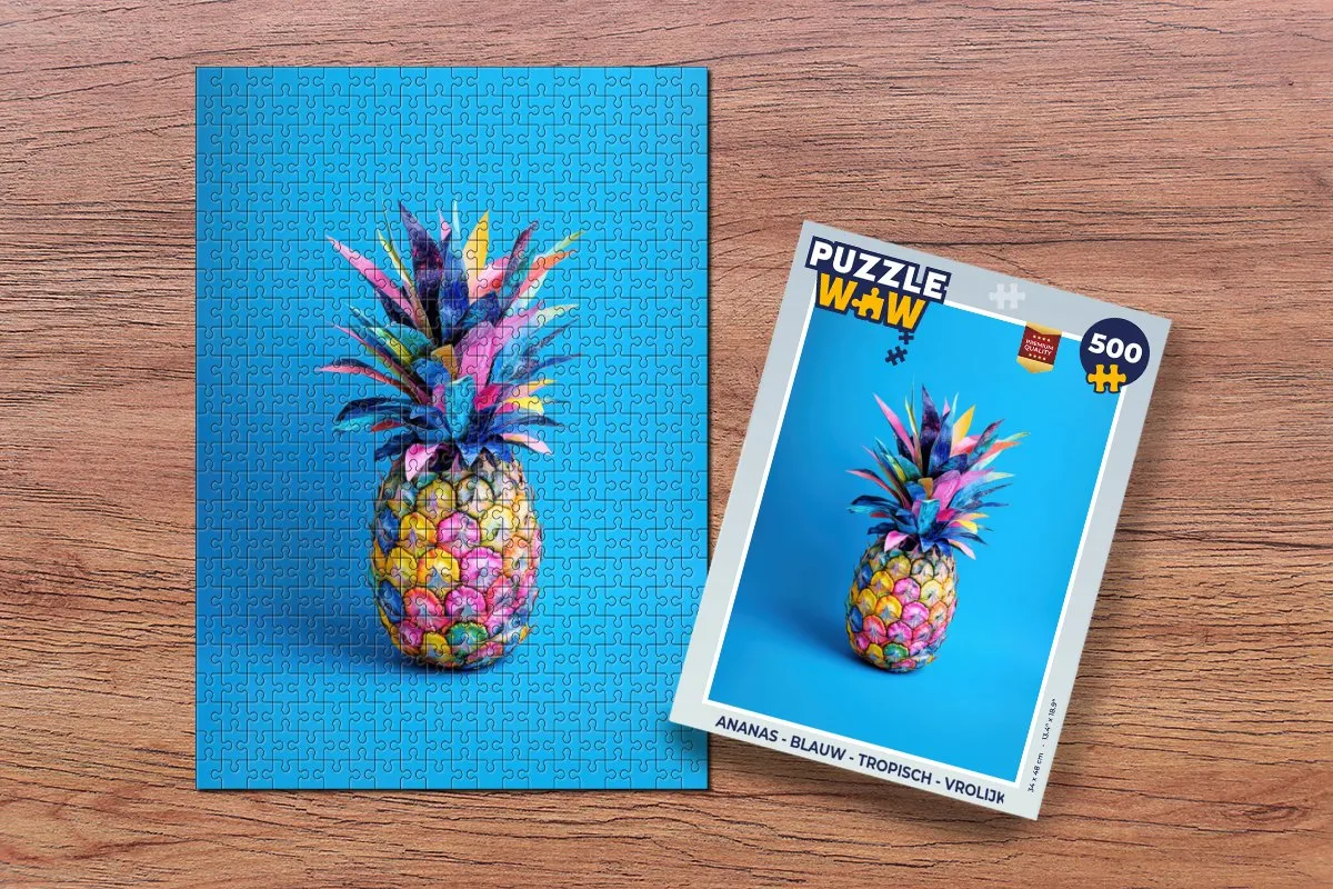 PuzzleWow Ananas Legpuzzel 500 Stuks - Tropisch Blauw