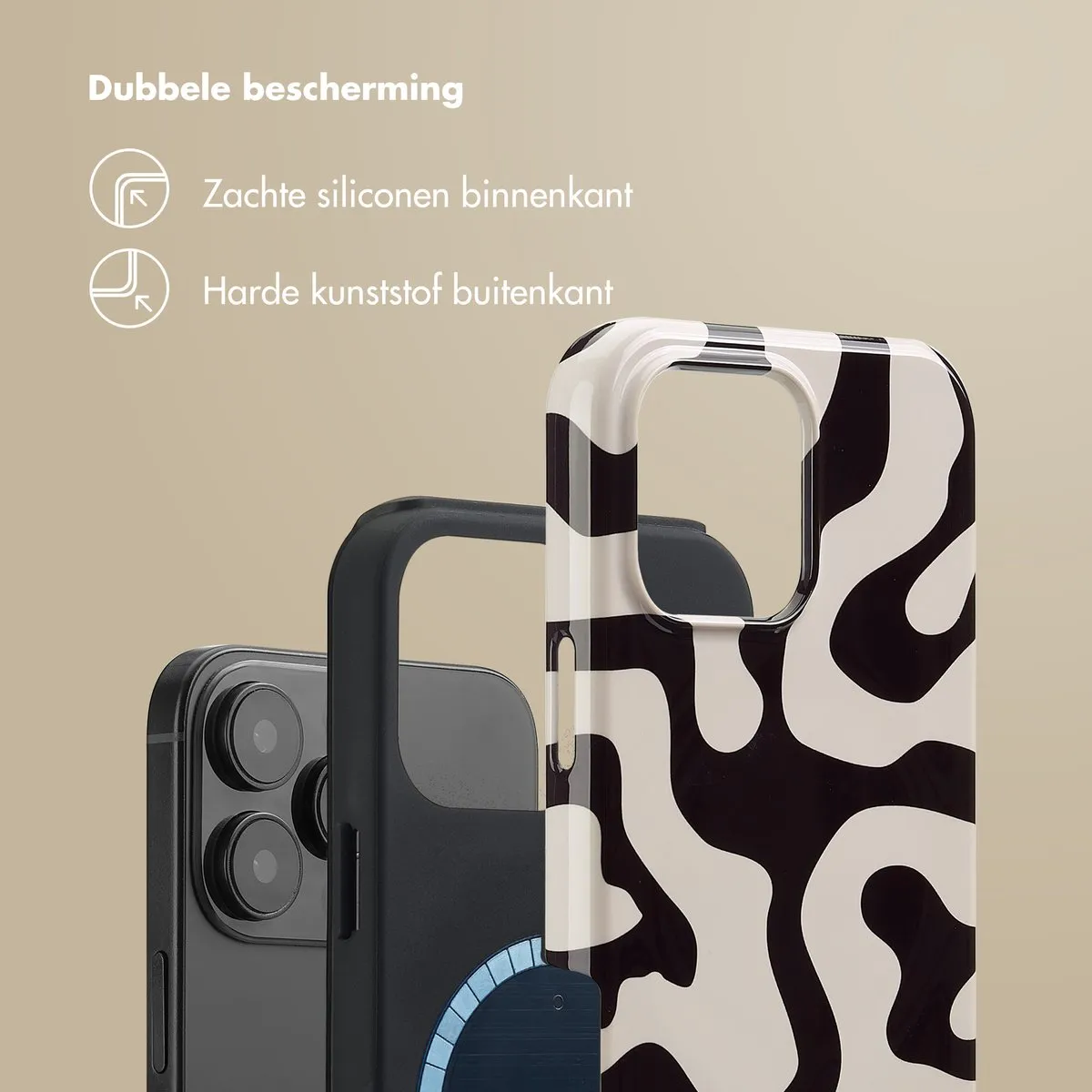 Selencia Hoesje iPhone 16 Pro Max - Art Wave Black - MagSafe