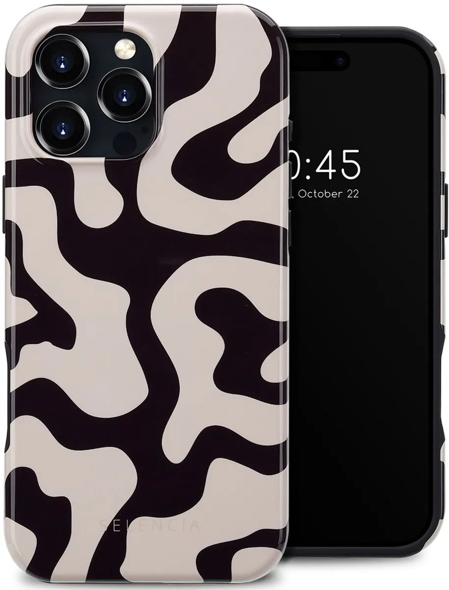 Selencia Hoesje iPhone 16 Pro Max - Art Wave Black - MagSafe