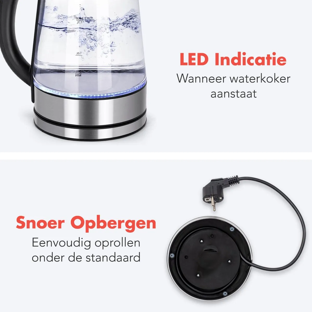KitchenBrothers KB720 Glas Waterkoker 1,7L - 2200W