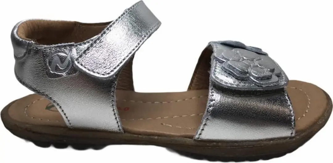 Naturino velcro bloemen lederen sandalen Begonia Silver mt 24