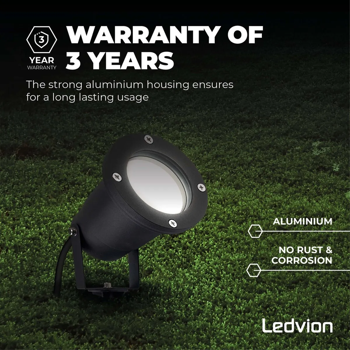 LEDVION 6x LED Prikspots IP65 5W 6500K - Zwart