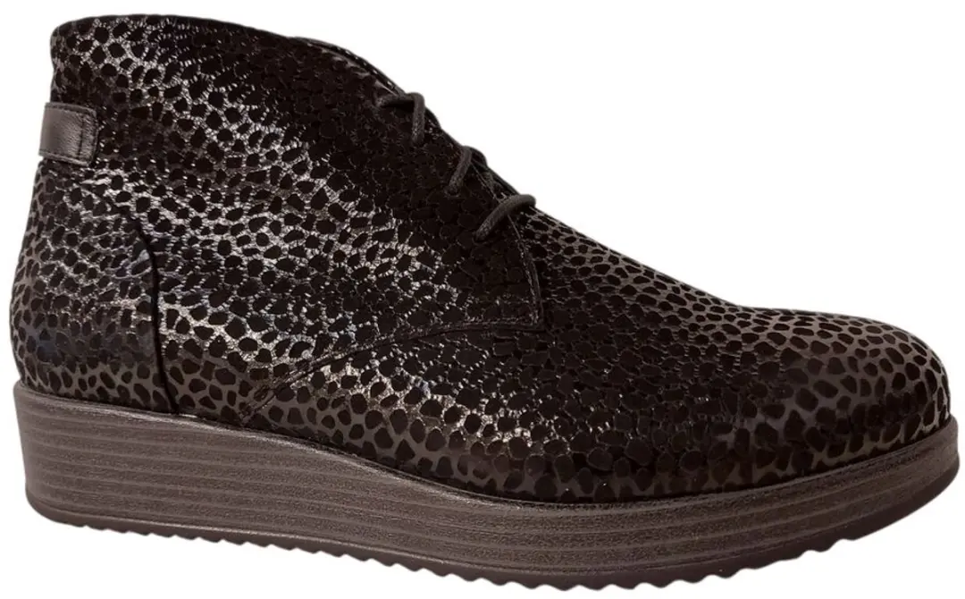 Durea Lage Veterboot 9824 475 1816 Zwart Print Wijdte H