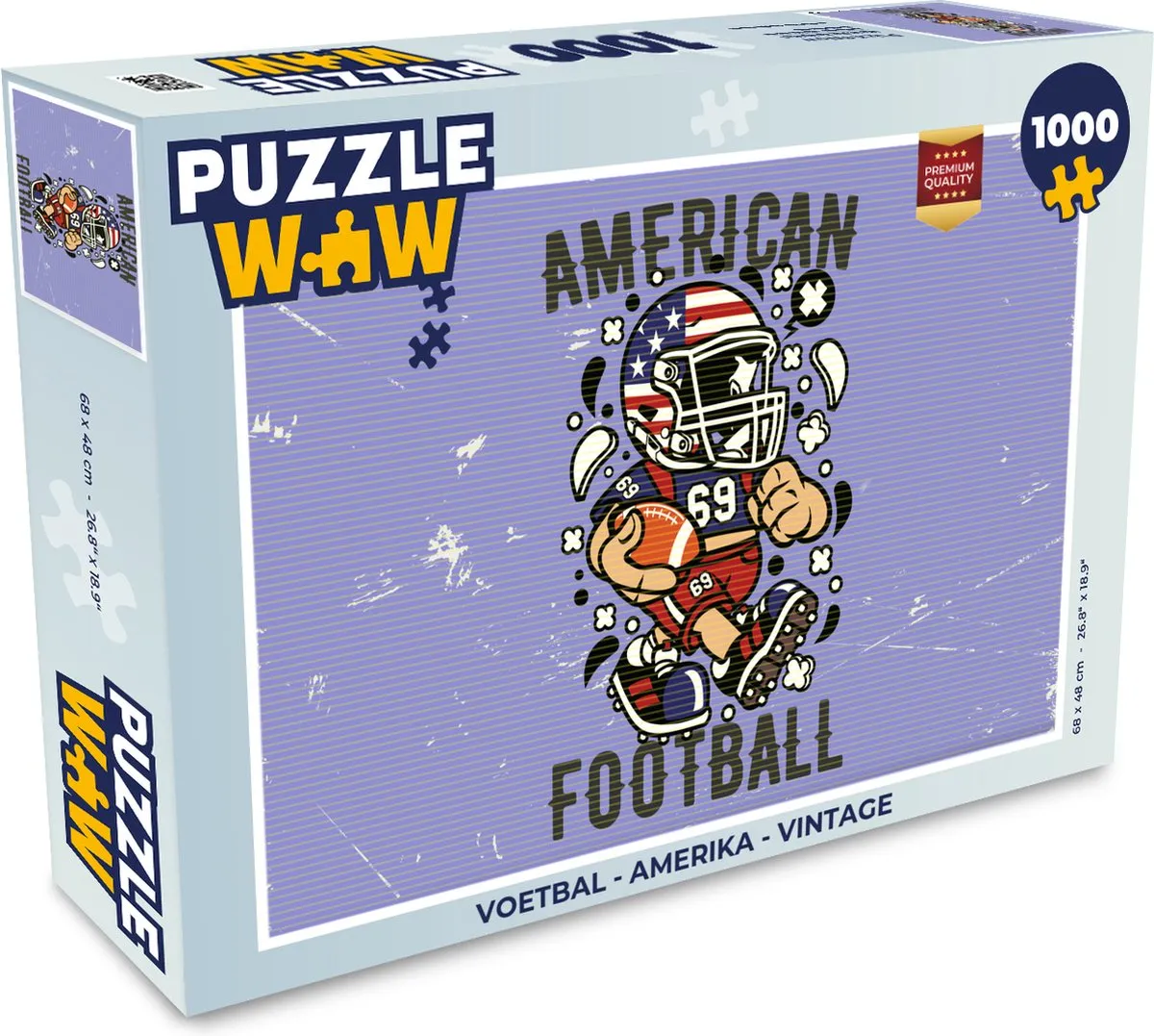 PuzzleWow Voetbal Amerika Vintage Legpuzzel 1000 Stuks - Multicolor