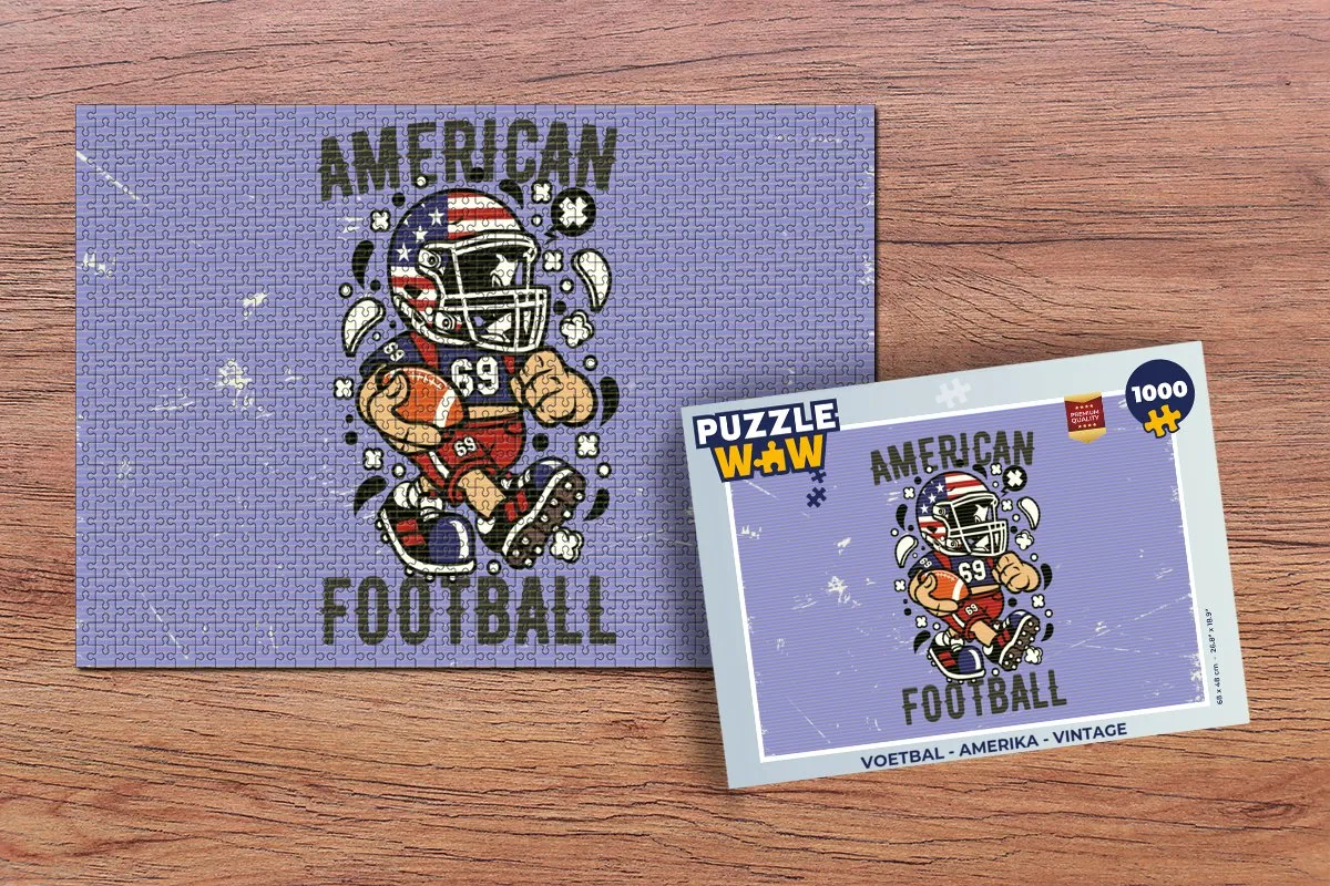 PuzzleWow Voetbal Amerika Vintage Legpuzzel 1000 Stuks - Multicolor