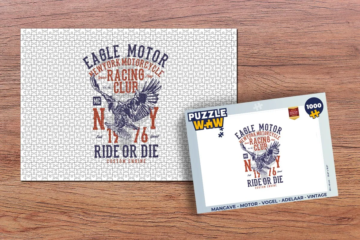 PuzzleWow Mancave Motor Vogel Adelaar Legpuzzel 1000 Stuks - Multicolor