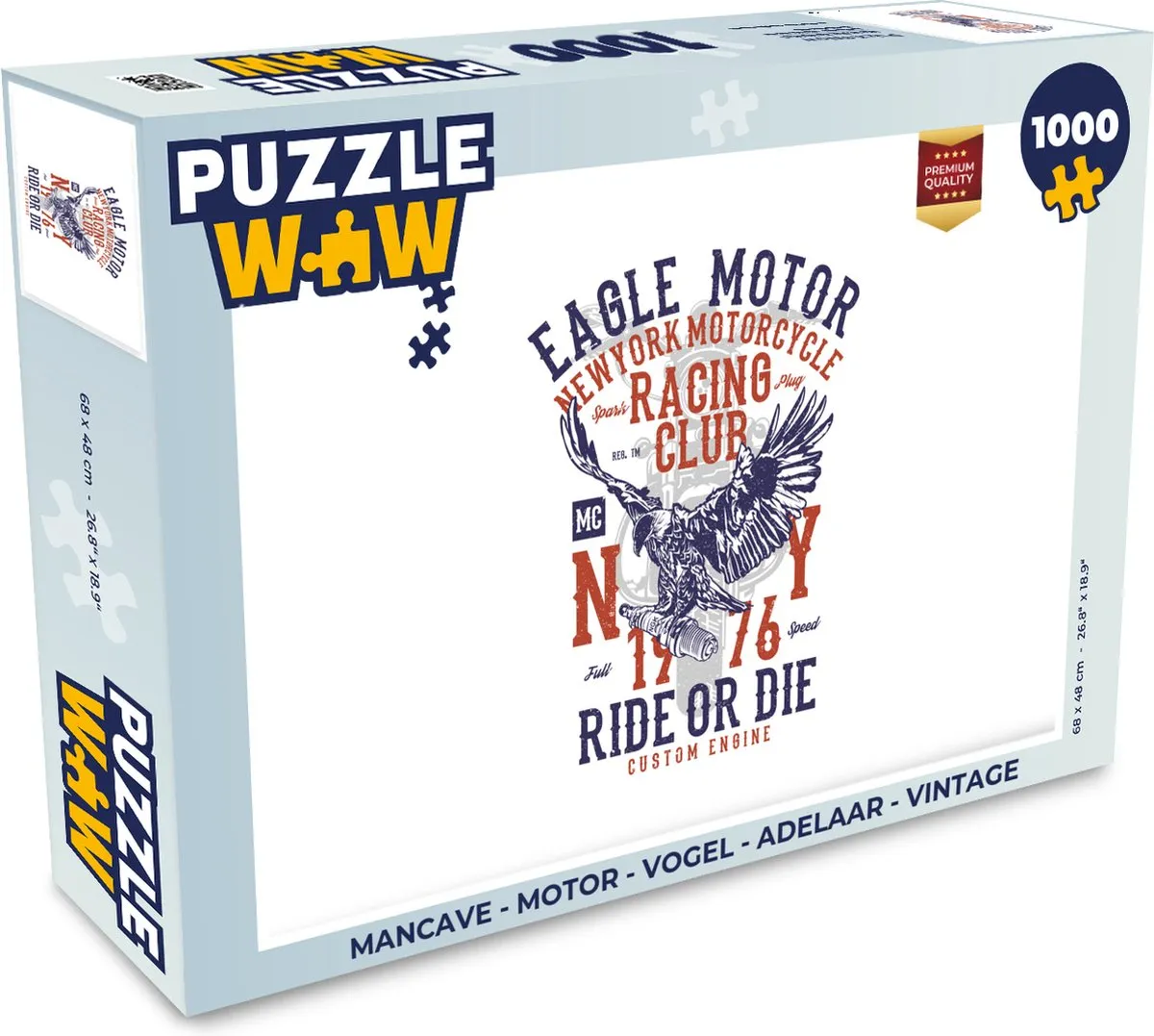 PuzzleWow Mancave Motor Vogel Adelaar Legpuzzel 1000 Stuks - Multicolor