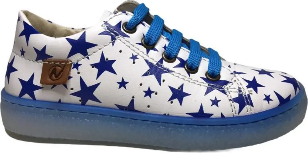 Naturino veter rits blauwe sterren lederen sneakers Cycas wit blauw mt 35