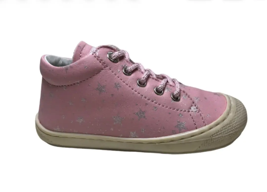 Naturino veters zilveren sterren lederen schoenen Cocoon Roze mt 24