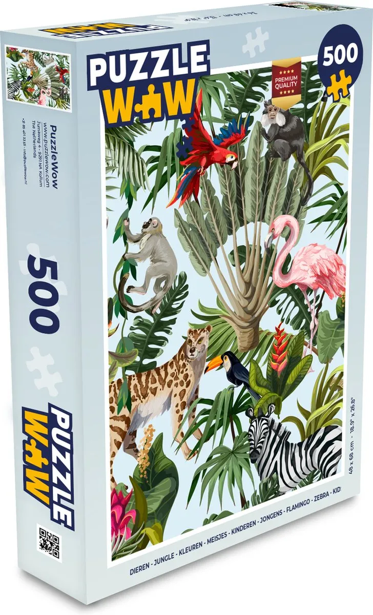 PuzzleWow Jungle Dieren Legpuzzel 500 Stuks - Multicolor