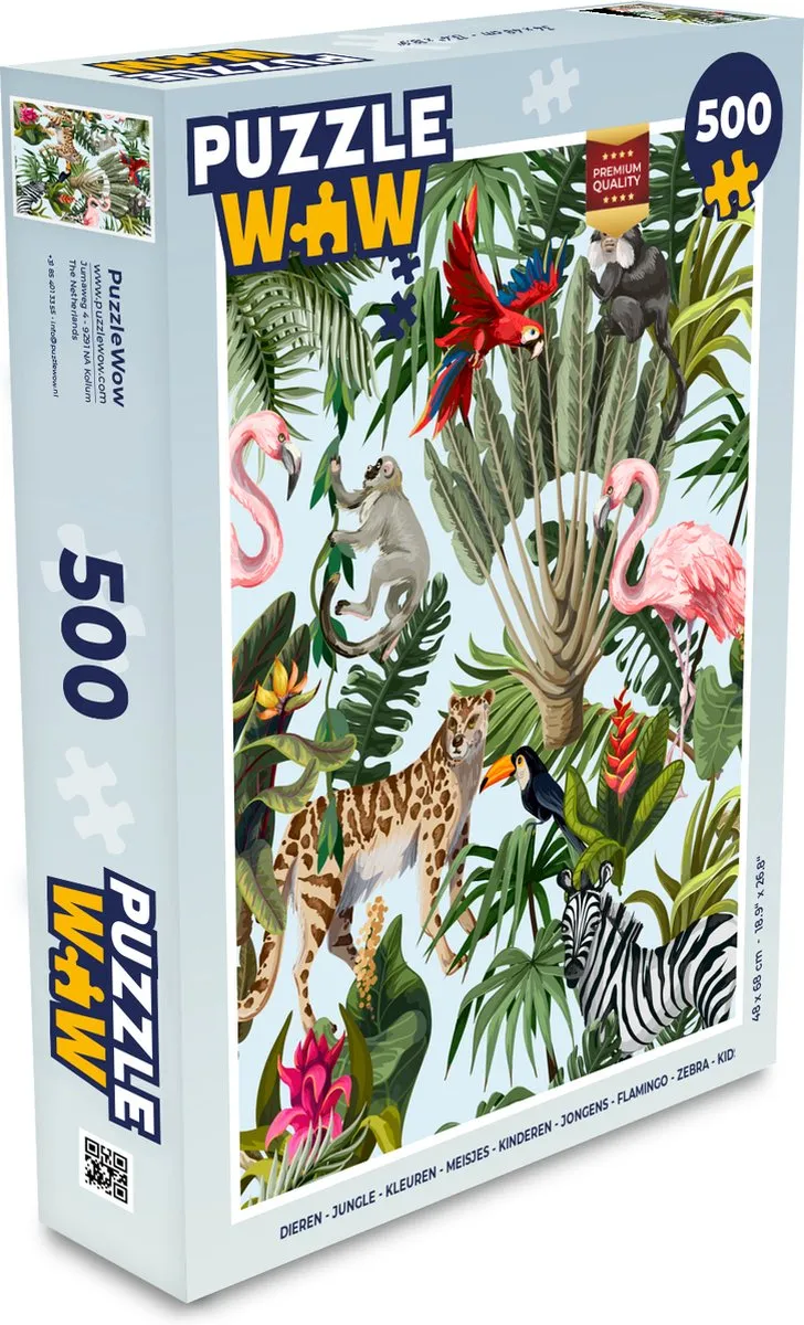 PuzzleWow Jungle Dieren Legpuzzel 500 Stuks - Multicolor