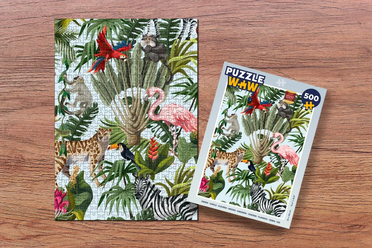 PuzzleWow Jungle Dieren Legpuzzel 500 Stuks - Multicolor