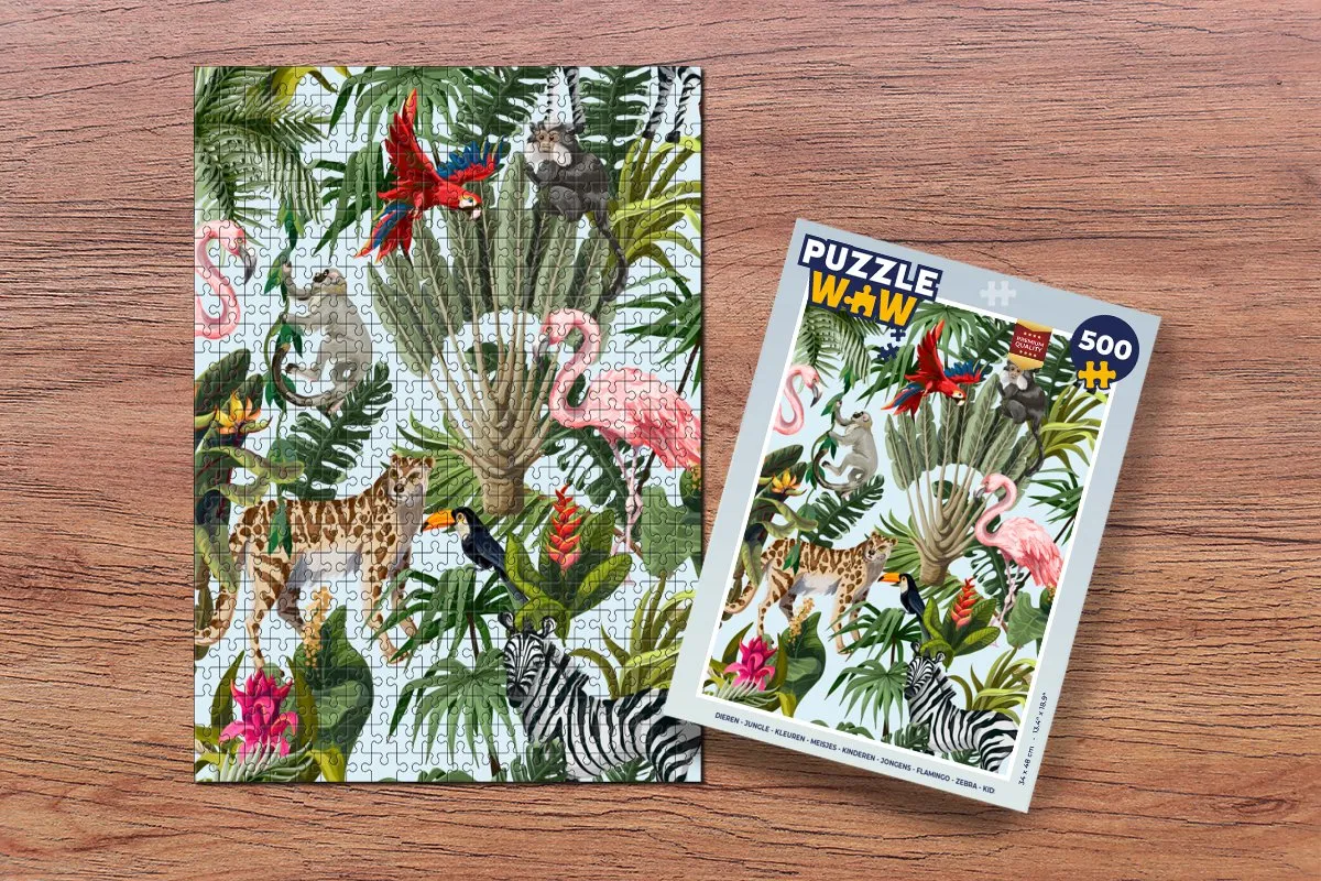 PuzzleWow Jungle Dieren Legpuzzel 500 Stuks - Multicolor