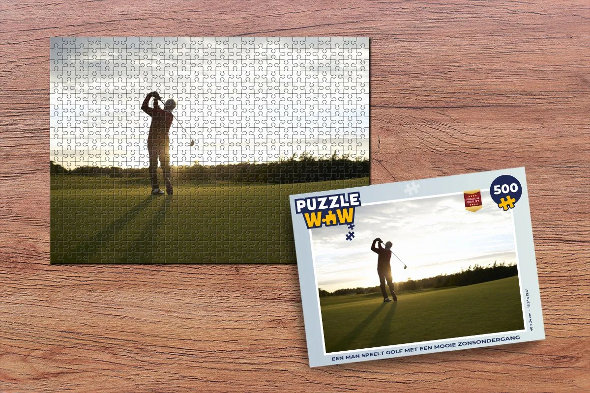 PuzzleWow Golf met Zonsondergang Legpuzzel 500 Stuks - Multicolor