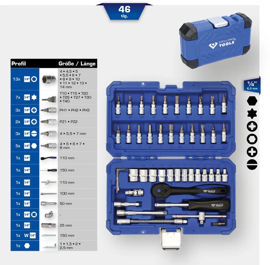 Brilliant Tools BT020046 Dopsleutelset