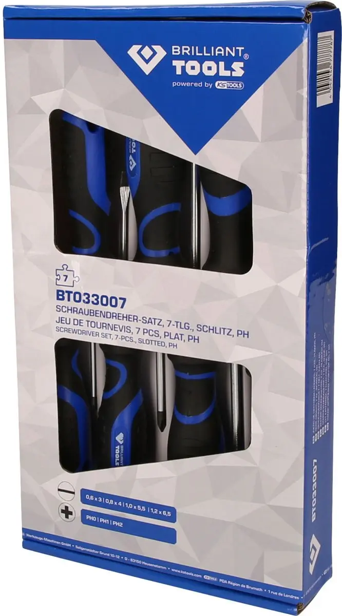 Brilliant Tools 7-delige Schroevendraaierset 426136 - Blauw/Zilver/Zwart