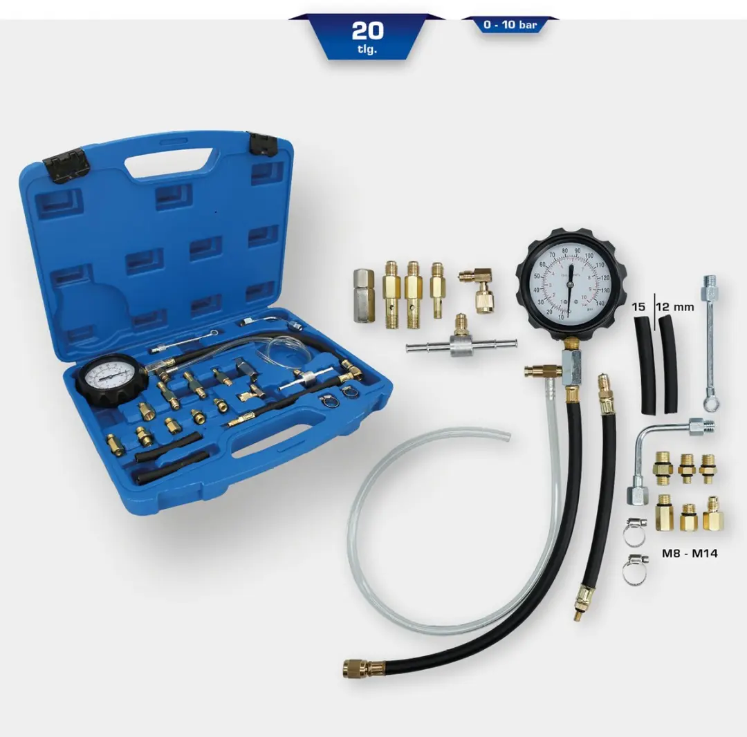 Brilliant Tools BT581350 Brandstofinjectiesysteemtesterset 20-delig - Blauw