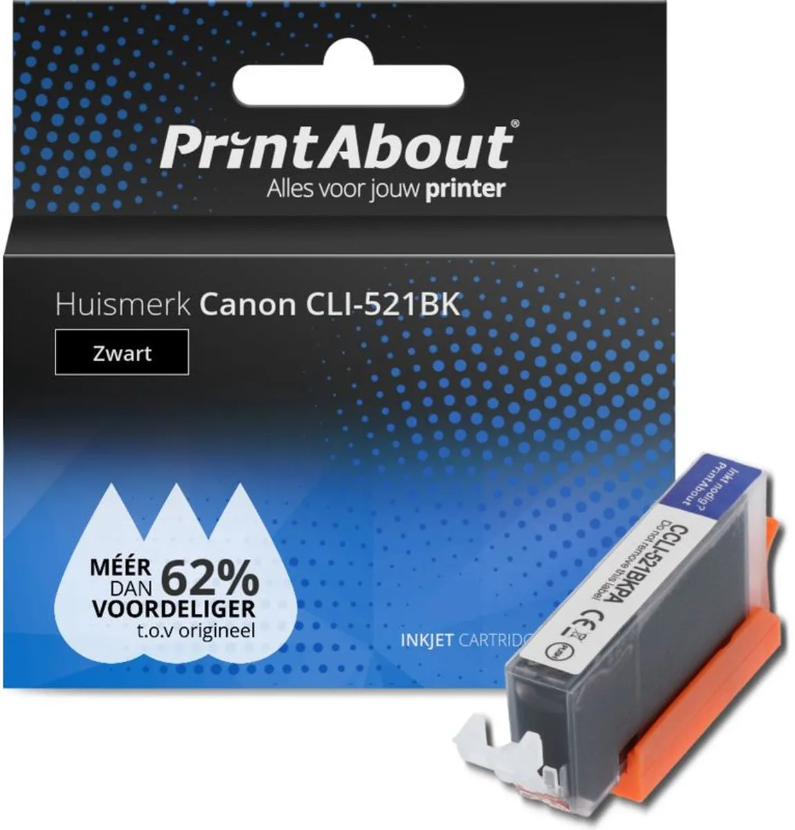 PrintAbout CLI-521BK Inktcartridge - 13ml - Zwart