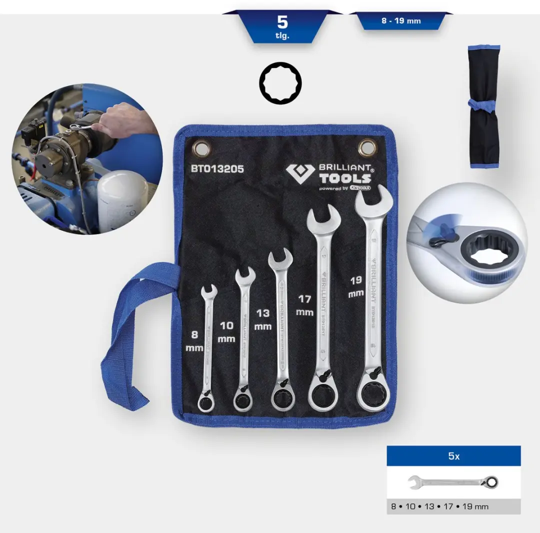 Brilliant Tools BT013205 Ringsleutel met ratelset 8-53mm