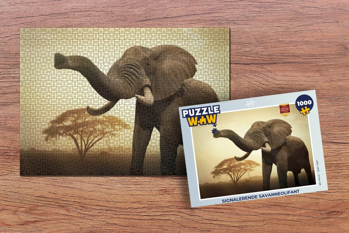 PuzzleWow Savanneolifant Legpuzzel 1000 Stuks - Multicolor