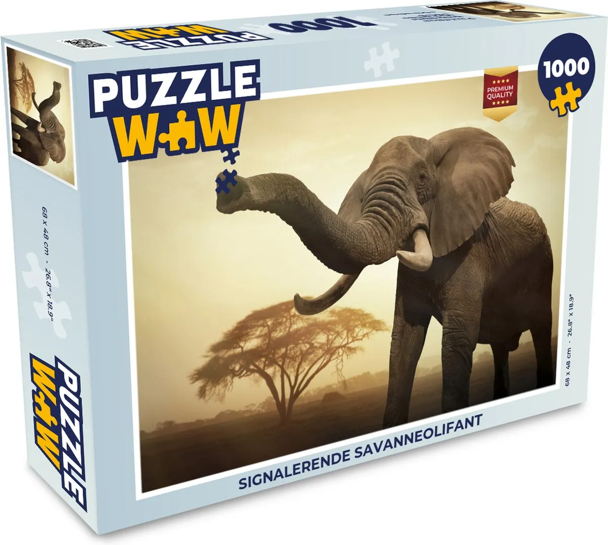 PuzzleWow Savanneolifant Legpuzzel 1000 Stuks - Multicolor
