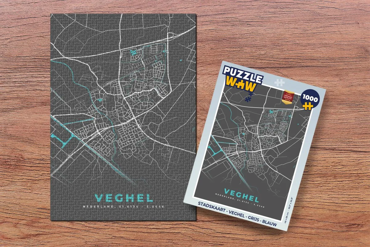 PuzzleWow Stadskaart Veghel Legpuzzel 1000 Stuks - Multicolor
