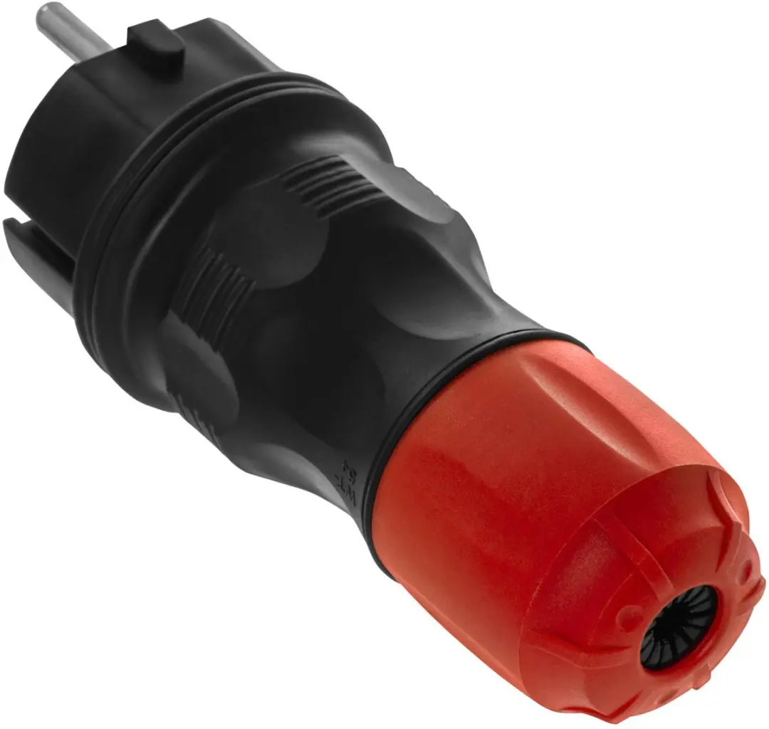AWTOOLS Extreme Stekker IP54 16A - Rubberen behuizing - Zwart/Rood