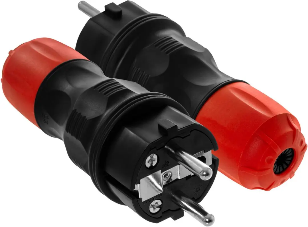 AWTOOLS Extreme Stekker IP54 16A - Rubberen behuizing - Zwart/Rood