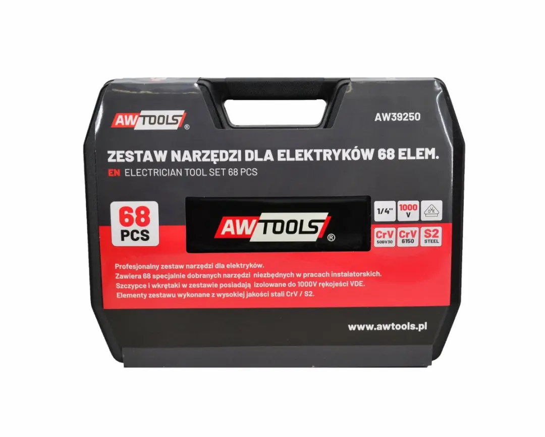 AWTOOLS AW39250 Elektricien Gereedschapset 68-delig - VDE Geïsoleerd