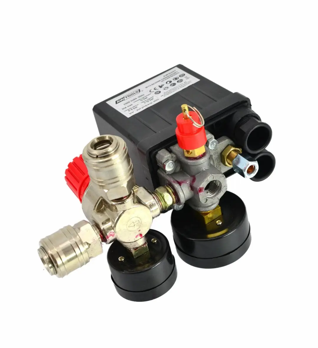 AWTOOLS AW10207 Drukschakelaar Compressor - 2 Ingangen - 1/4"