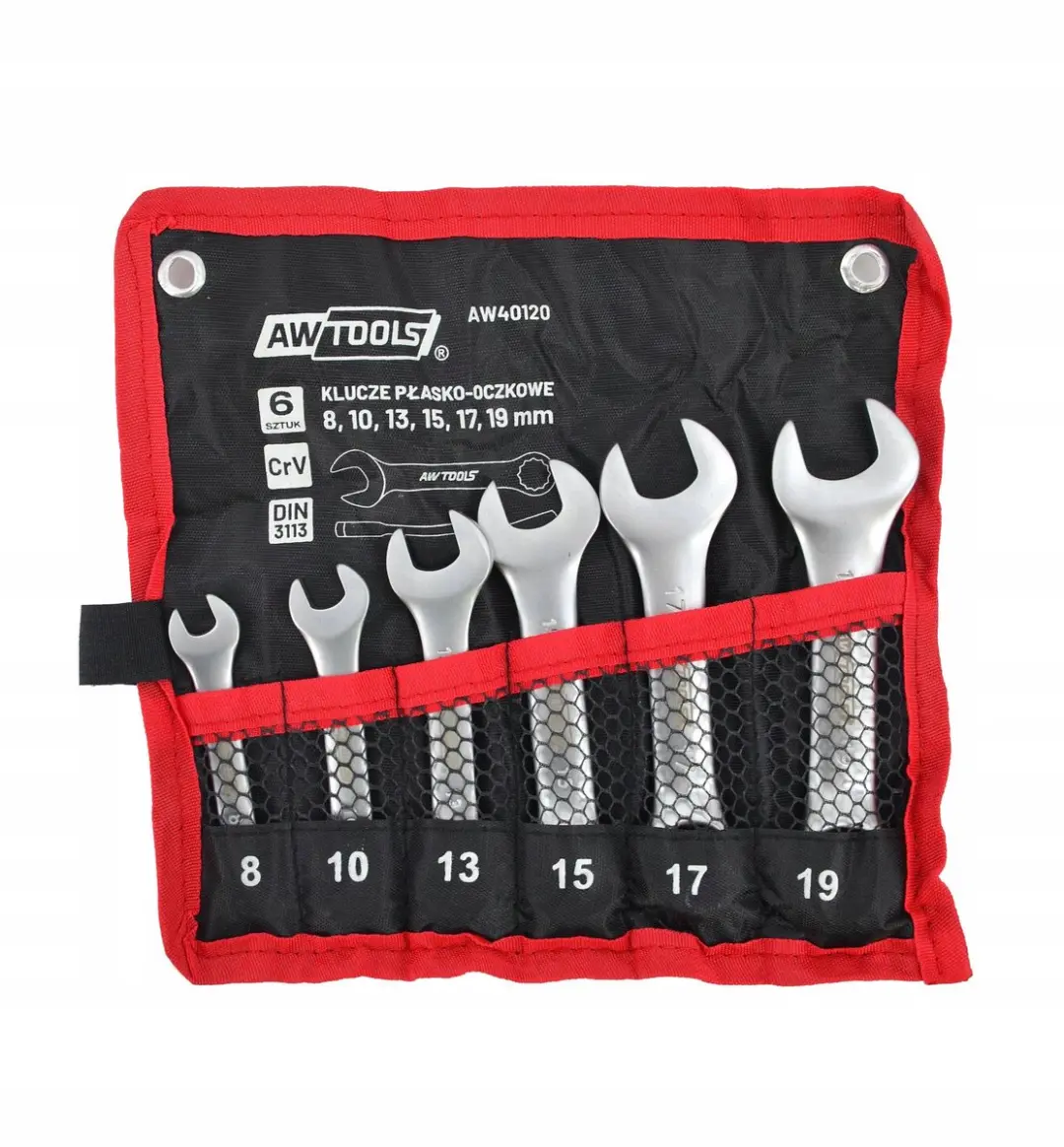 AWTOOLS Ring- en steeksleutelset kort 6-delig 8-19mm