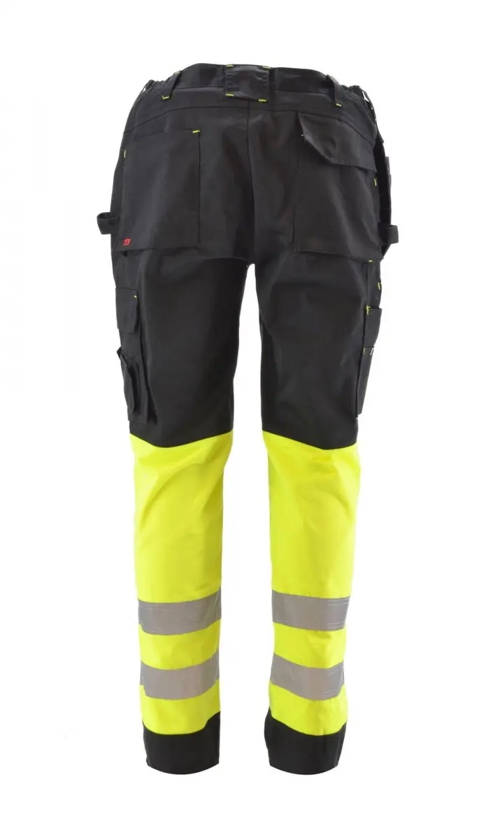 AWTOOLS T3 Reflecterende Werkbroek M - Fluorescerend Geel - Met Kniebeschermers