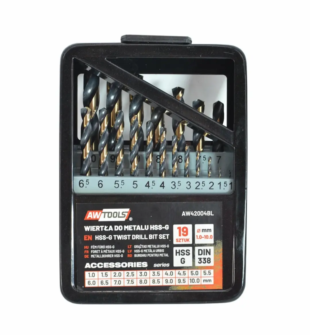 AWTOOLS Metaalboren HSS M2 19-delig - 1.0-10.0 mm