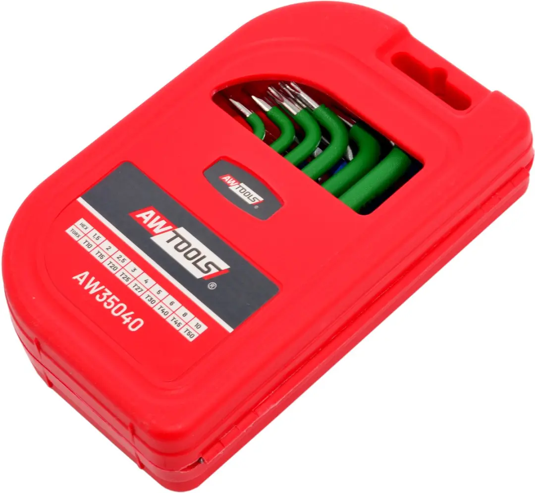 AWTOOLS Inbussleutels HEX 1,5-10,0mm - 18 Stuks - CrV Staal