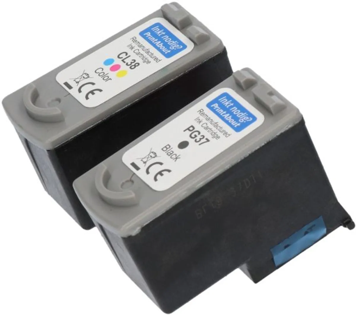 PrintAbout PG-37-PA2 Inktcartridge - Zwart + 3 Kleuren - 25ml - o.a. Canon PIXMA