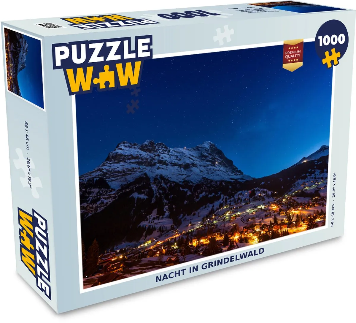 PuzzleWow Nacht in Grindelwald Legpuzzel 1000 Stuks - Multicolor