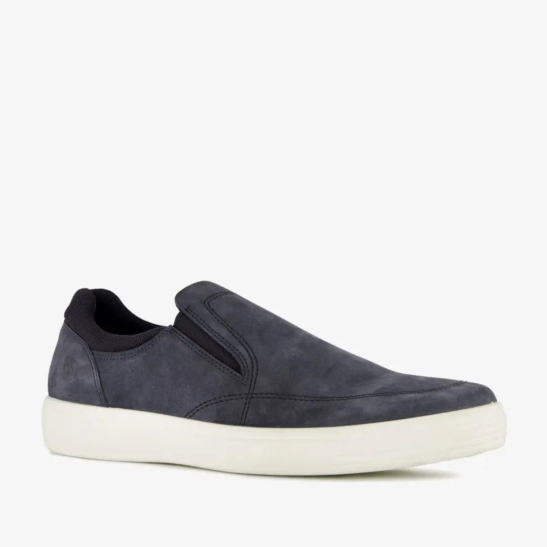 ECCO leren heren instappers donkerblauw wit