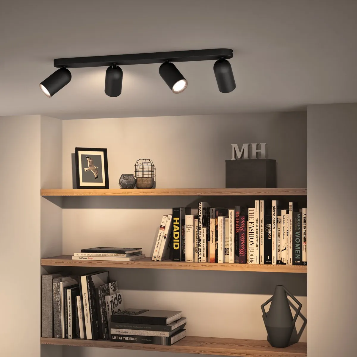 Philips Pongee Opbouwspot 4-lichts - Zwart