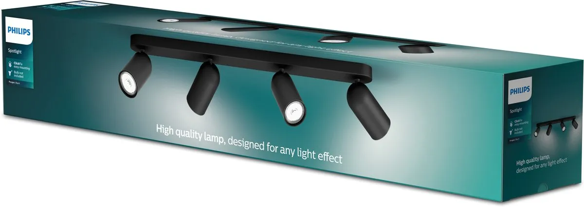 Philips Pongee Opbouwspot 4-lichts - Zwart
