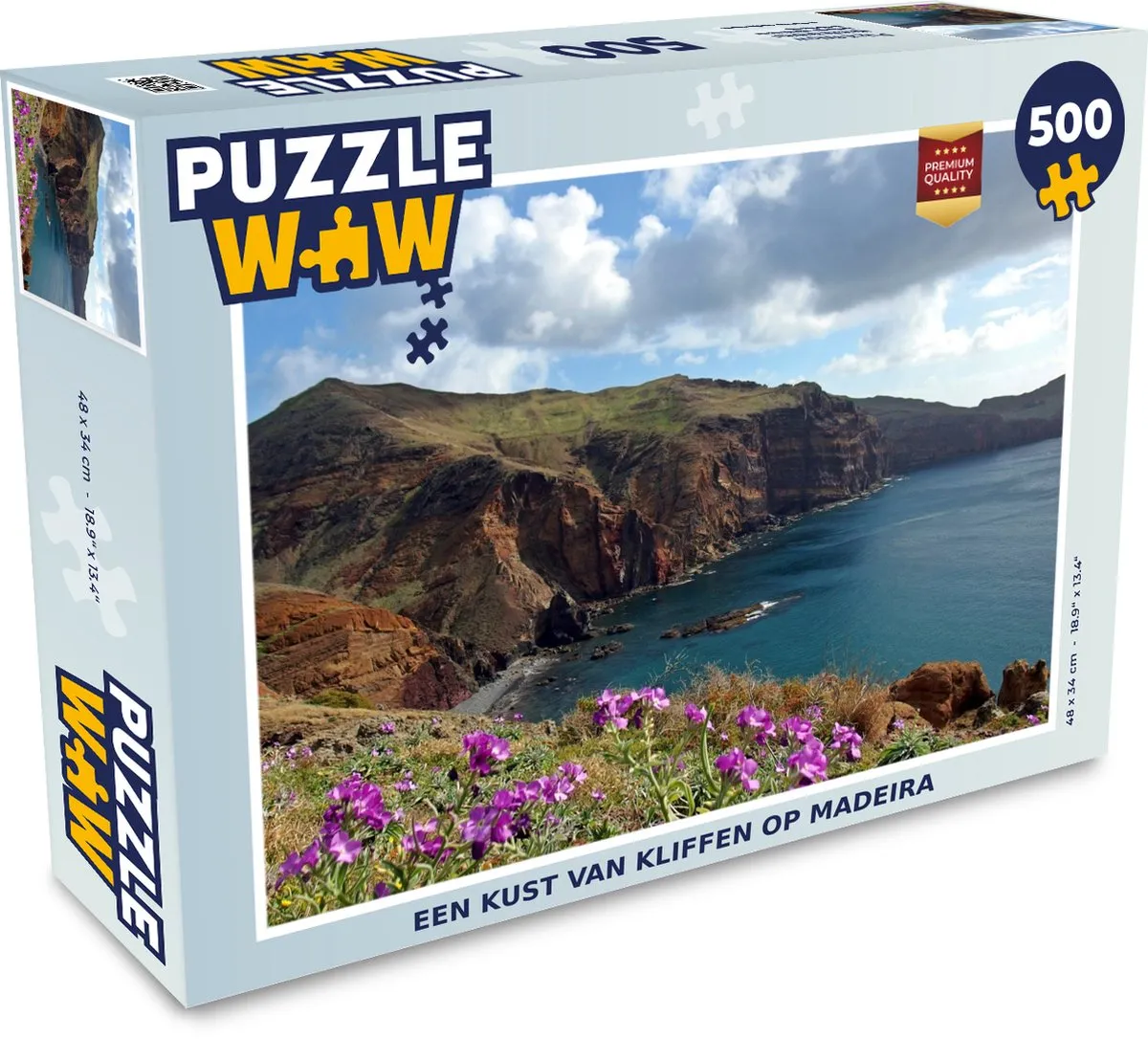PuzzleWow Legpuzzel Een kust van kliffen op Madeira 500 Stuks - Multicolor